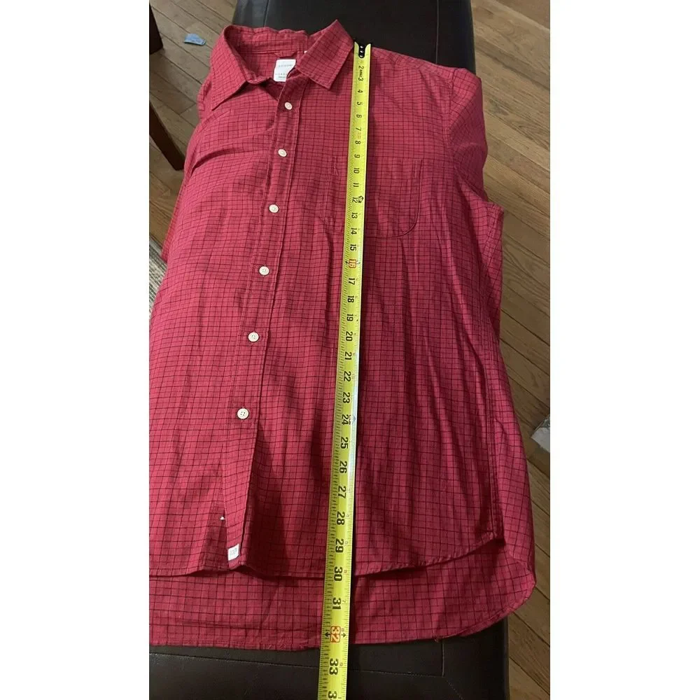 J. Crew Men's‎ Long Sleeve Button Down Red & Black Checkers Sz L Pocket